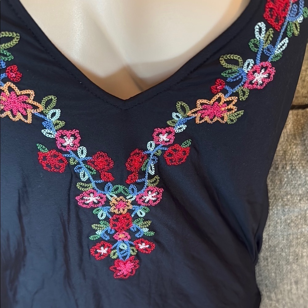 Embroidered Black One-Piece Swimsuit - Picture 2 of 4